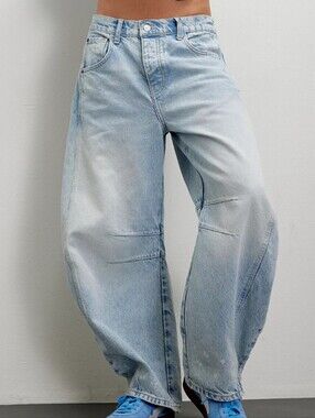 We The Free Light Wash Baggy Wide-Leg Jeans